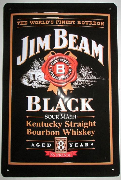Reclamebord van Jim Beam Black in reliëf -20x30cm., Collections, Marques & Objets publicitaires, Neuf, Panneau publicitaire, Envoi