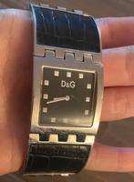 Dolce & Gabbana horloge zilver dames zwarte leren band, Handtassen en Accessoires, Ophalen of Verzenden, Zilver