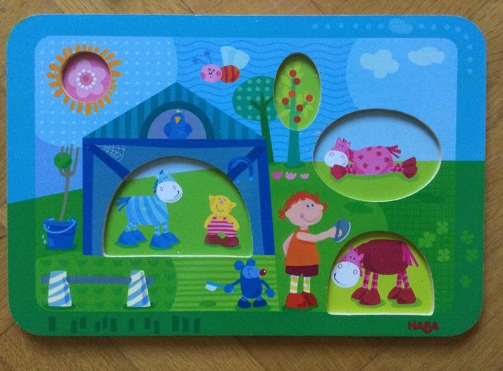 Houten Puzzel HABA, Kinderen en Baby's, Speelgoed | Kinderpuzzels, Zo goed als nieuw, Minder dan 10 stukjes, Van hout, Ophalen
