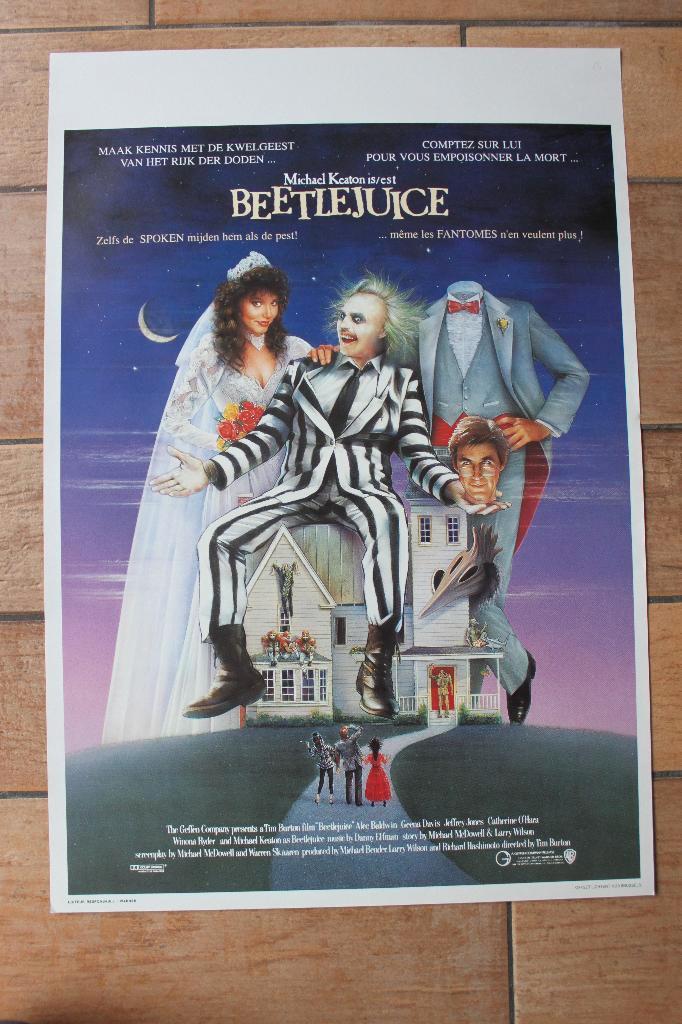 filmaffiche Beetlejuice 1988 Tim Burton filmposter, Verzamelen, Posters, Zo goed als nieuw, Film en Tv, A1 t/m A3, Rechthoekig Staand