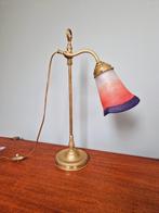 Lampe de bureau Art Déco en laiton et verre satiné, 1920-30, Antiquités & Art, Enlèvement ou Envoi