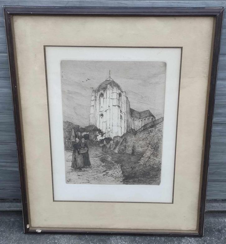 Gravure signe Henri cassiers, Antiek en Kunst, Kunst | Etsen en Gravures, Ophalen of Verzenden