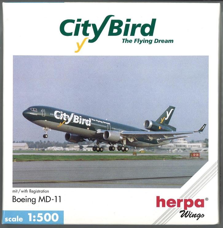 City Bird Scale 1-500 model McDonnell Douglas MD-11 Sabena, Verzamelen, Luchtvaart en Vliegtuigspotten, Nieuw, Schaalmodel, Ophalen of Verzenden