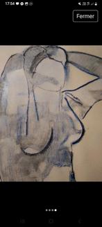 Jeff Friboulet. Artiste peintre Normand.Grand nu Bleu, Antiquités & Art, Enlèvement ou Envoi