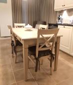 Massief eiken tafel met 6 stoelen, als NIEUW!, Huis en Inrichting, Ophalen, Eikenhout, 50 tot 100 cm, Vijf personen of meer