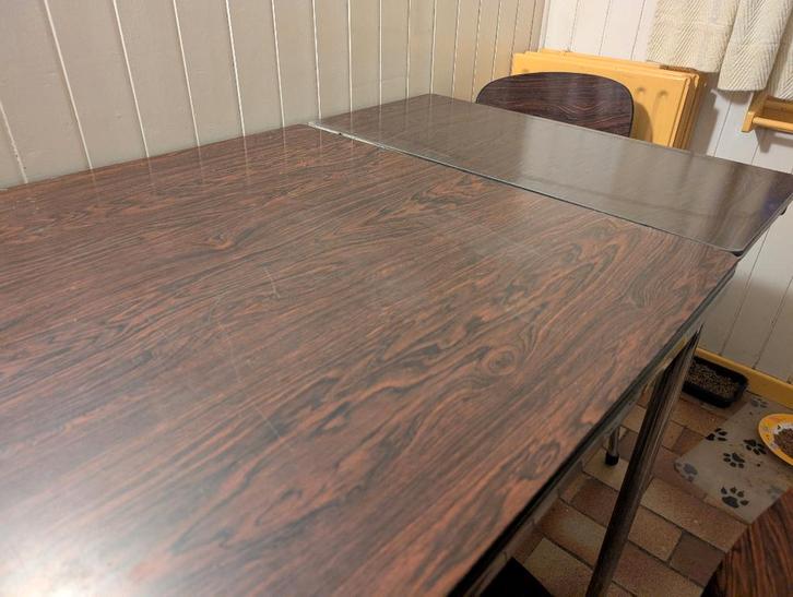 Vintage uitschuifbare Formica eettafel jaren '70, Huis en Inrichting, Tafels | Eettafels, Gebruikt, 50 tot 100 cm, 100 tot 150 cm