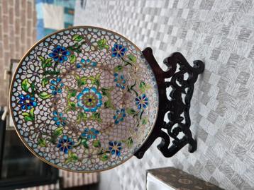 Vintage Chinese plique a jour enamel Cloisonne bloem schaal  beschikbaar voor biedingen