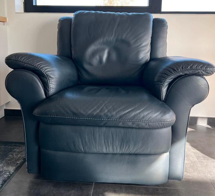 GRATIS Natuzzi zetel 1 persoon/club, Huis en Inrichting, Fauteuils, Gebruikt, Leer, Ophalen