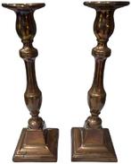 paar oude messing kandelaars, Antiek en Kunst, Ophalen of Verzenden, Koper of Brons