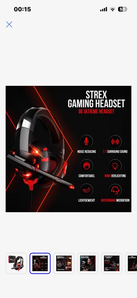 Strex Gaming Headset - met microfoon, Computers en Software, Ophalen of Verzenden, Gaming headset, Nieuw, Bedraad