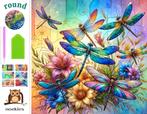 nr 602 Diamond Painting libelle's met bloemen 40x40cm (rond), Verzenden, Nieuw, Knutselwerk