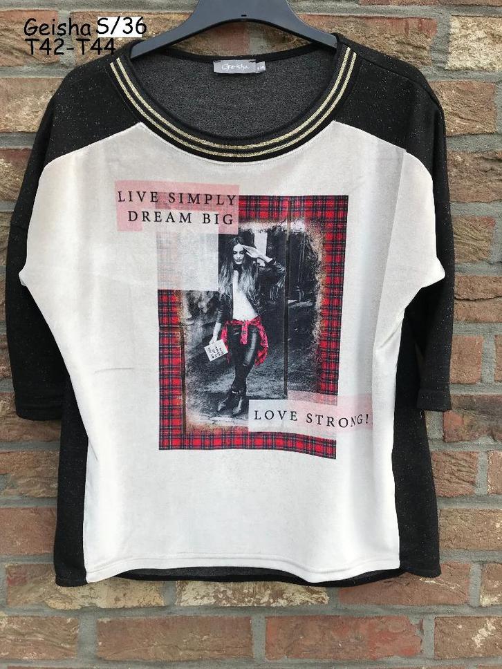 Geisha blouse T42-44, Kleding | Dames, Blouses en Tunieken, Gedragen, Maat 42/44 (L), Zwart, Ophalen of Verzenden