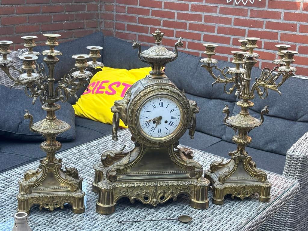 Zwaar bronzen klokken stel, Ophalen of Verzenden