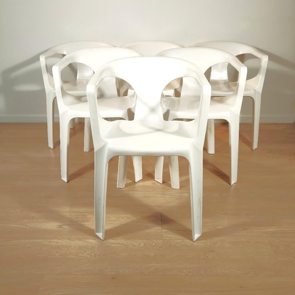 Set van 6 vintage tuinstoelen Henri Massonet - Stamp, Ophalen, Gebruikt, Kunststof