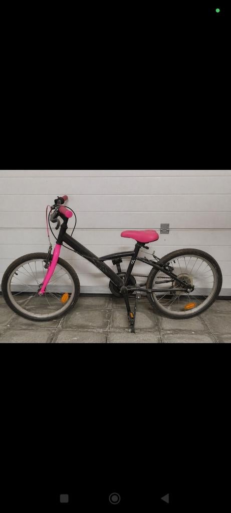 Zwart-roze kinderfiets 5/8 jaar oud - goede staat, Ophalen