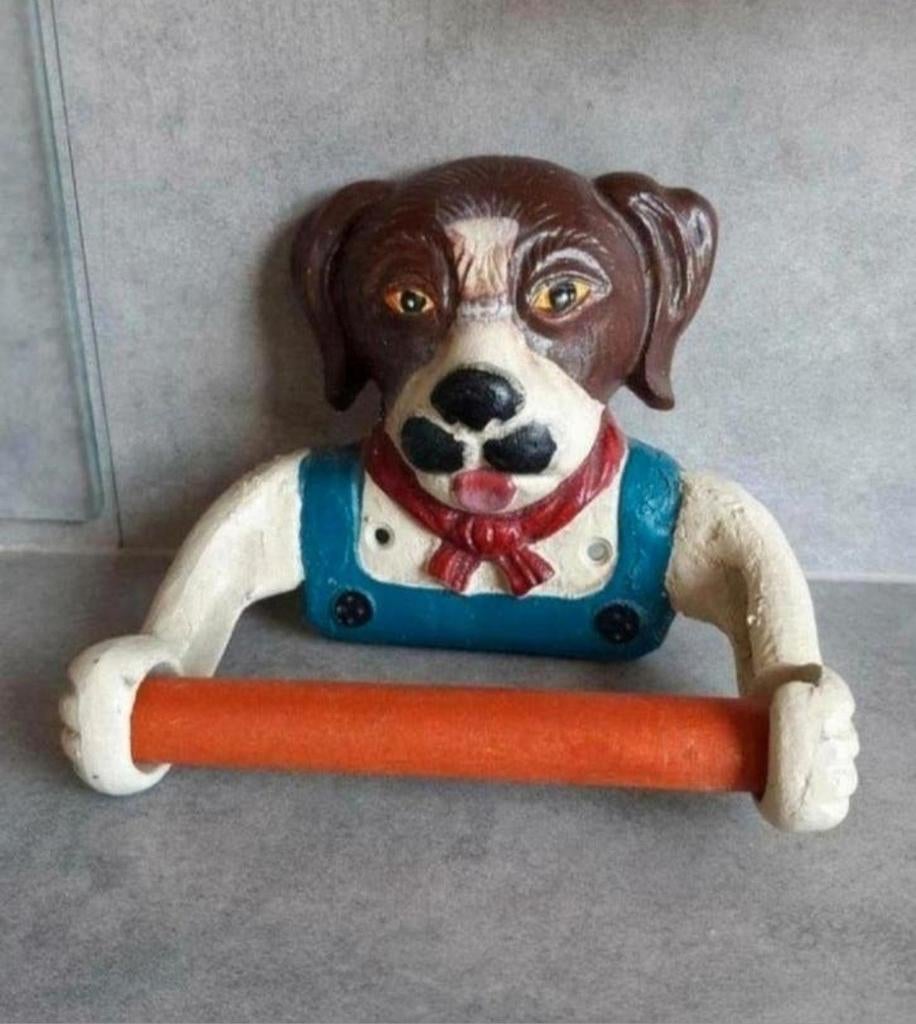 Vintage toiletpapier houder in gietijzer. Nooit gebruikt, Ophalen