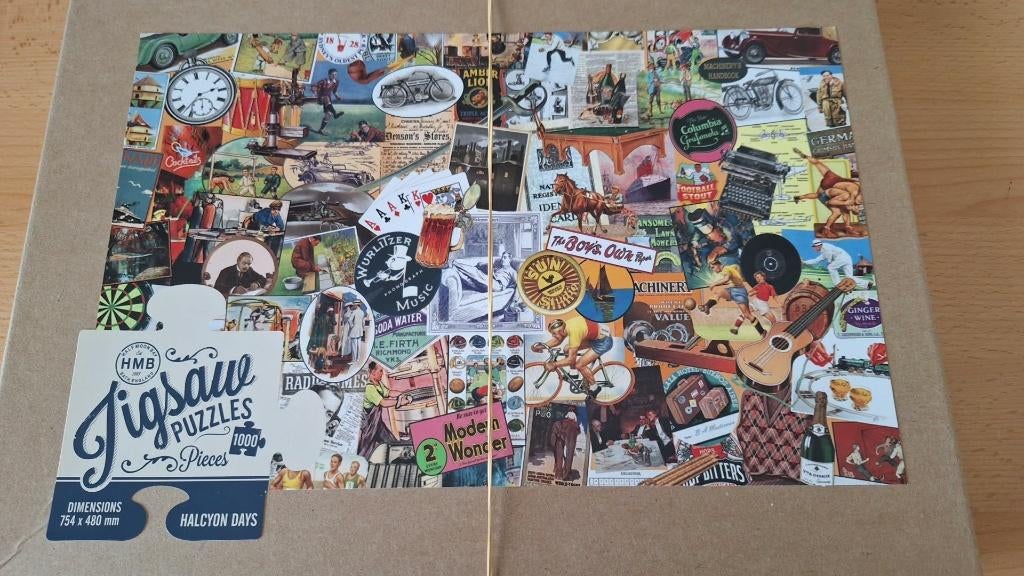 jigsaw puzzel collage, Hobby en Vrije tijd, Ophalen of Verzenden, 500 t/m 1500 stukjes, Zo goed als nieuw, Legpuzzel