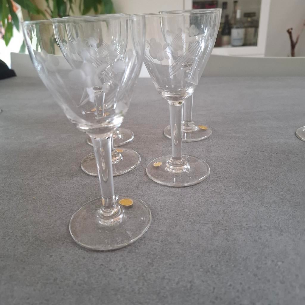 Vintage kristallen 5 wijnglazen, Ophalen