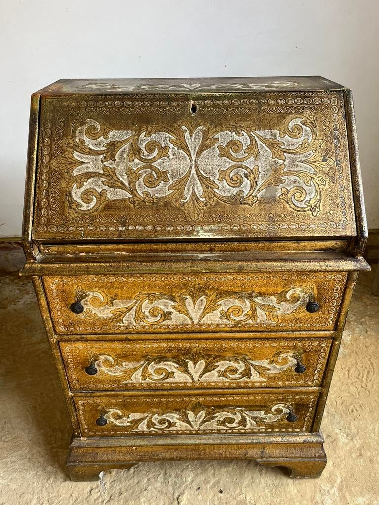 Vintage Italiaanse secretaire / klein schrijfbureau, Huis en Inrichting, Kasten | Secretaires, Ophalen, Gebruikt