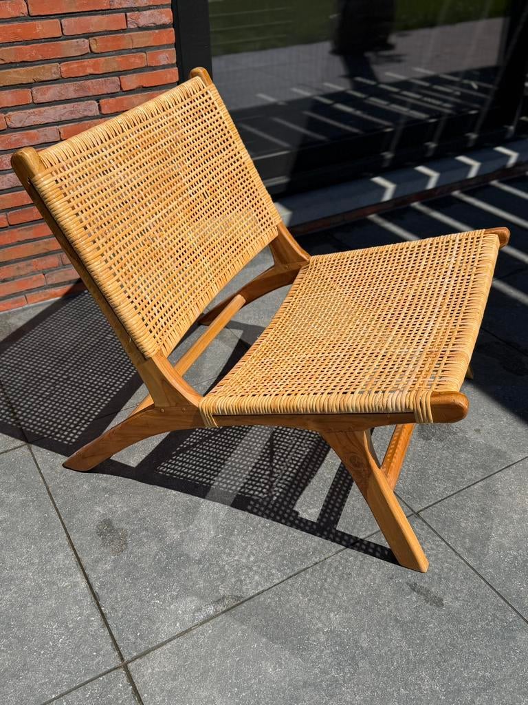 Rotan loungestoel, Ophalen, Zo goed als nieuw, Rotan, Inklapbaar