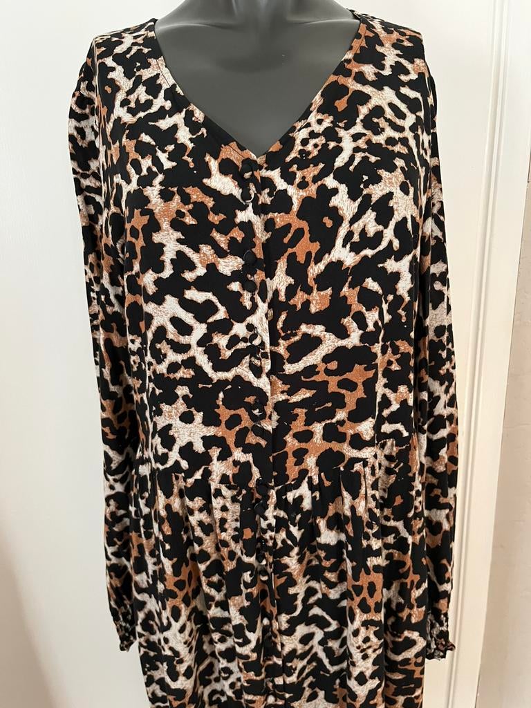 Toffe  jurk van Geisha in dierenprint mooie staat, Kleding | Dames, Ophalen of Verzenden, Zo goed als nieuw, Maat 38/40 (M)