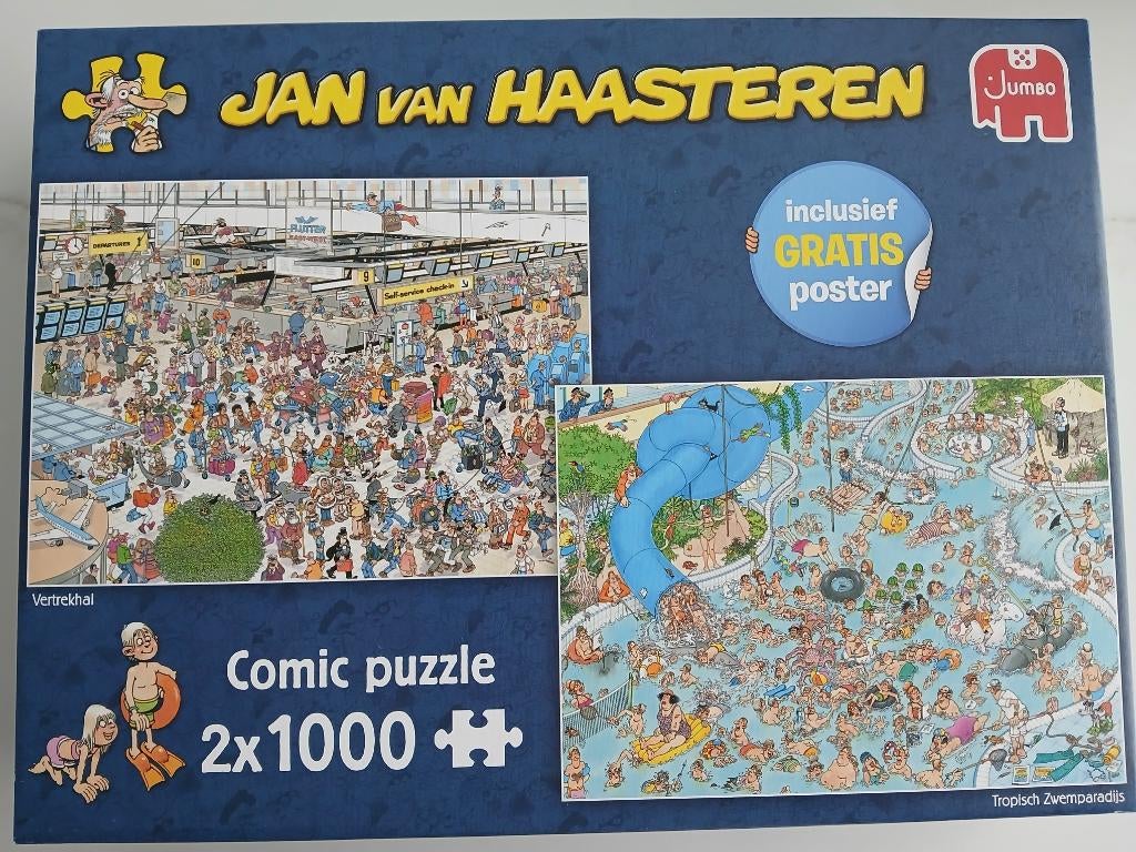 8 dozen Puzzels Jan van Haasteren 2 x 1000 stukjes, Hobby en Vrije tijd, Denksport en Puzzels, Ophalen, 500 t/m 1500 stukjes, Zo goed als nieuw