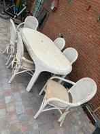 GRATIS Rotan Tuinset tuintafel 6 stoelen, Ophalen, Gebruikt, Rotan, Tuinset