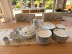 Vintage volledige porseleinen servies set blauw/wit 12p, Antiek en Kunst, Antiek | Servies compleet, Ophalen