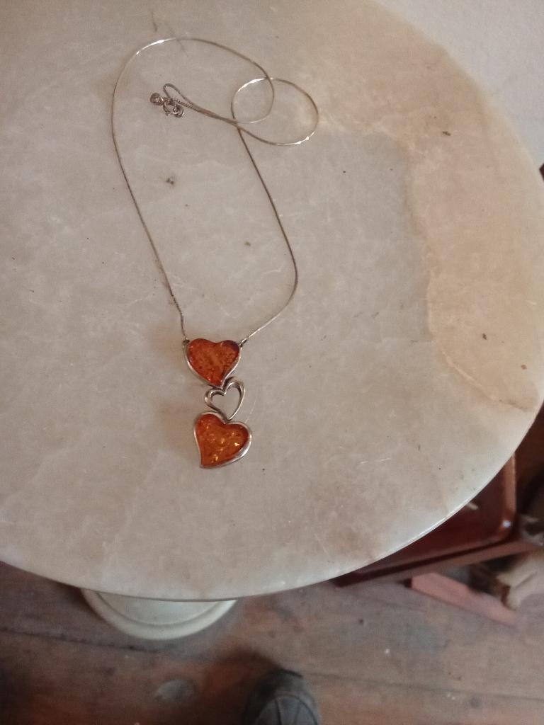 Pendentif vintage, Comme neuf, Enlèvement, Cœur, Argent