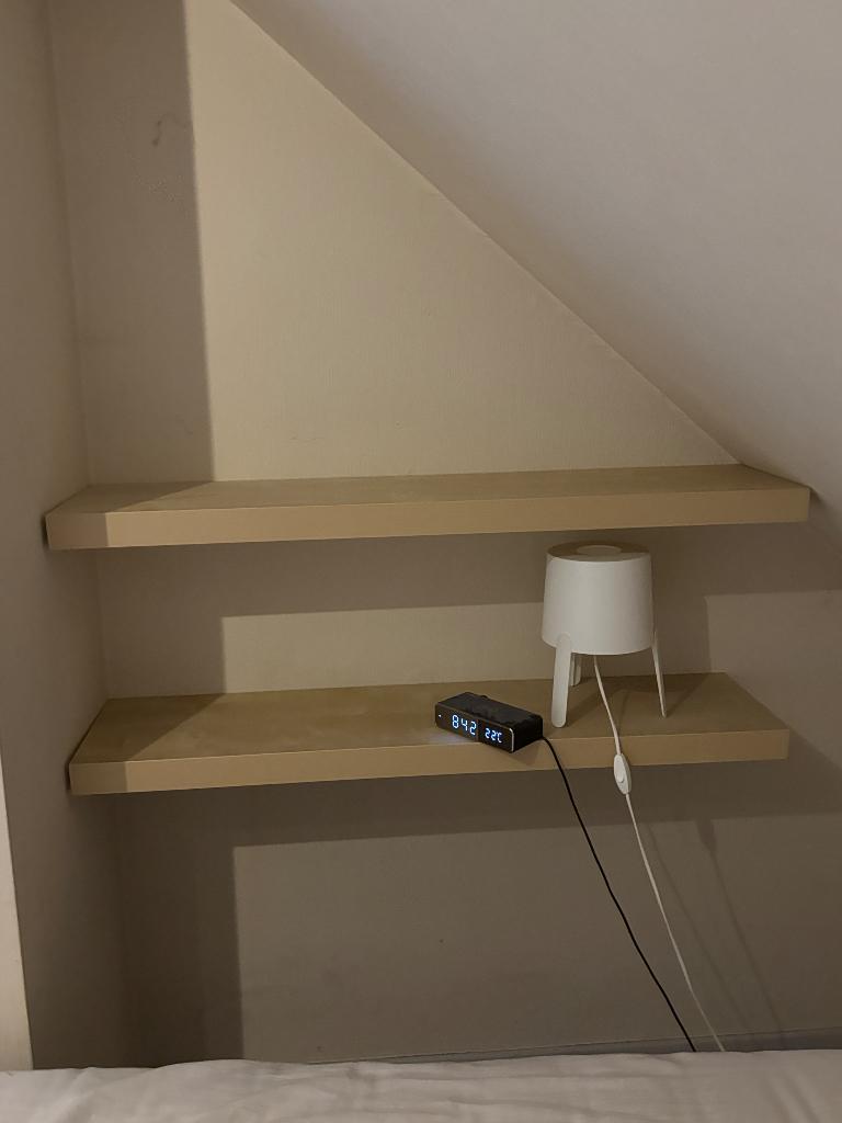 2x IKEA LACK wandplank wit/eiken effect, Huis en Inrichting, Woonaccessoires | Wandplanken en Boekenplanken, Ophalen, Gebruikt