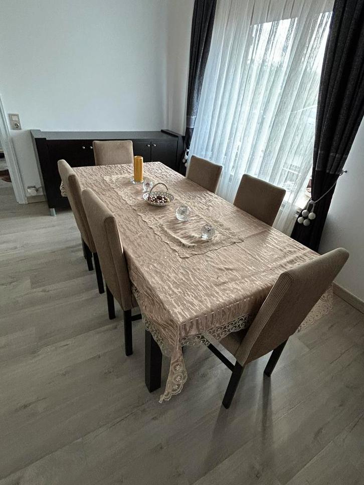 Eettafel met 6 stoelen en een console, Maison & Meubles, Salles à manger complètes, Utilisé, 4 à 6 chaises, Enlèvement
