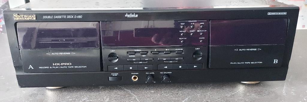 Sherwood D-480 double K7 deck, TV, Hi-fi & Vidéo, Decks cassettes, Double, Autres marques, Enlèvement ou Envoi