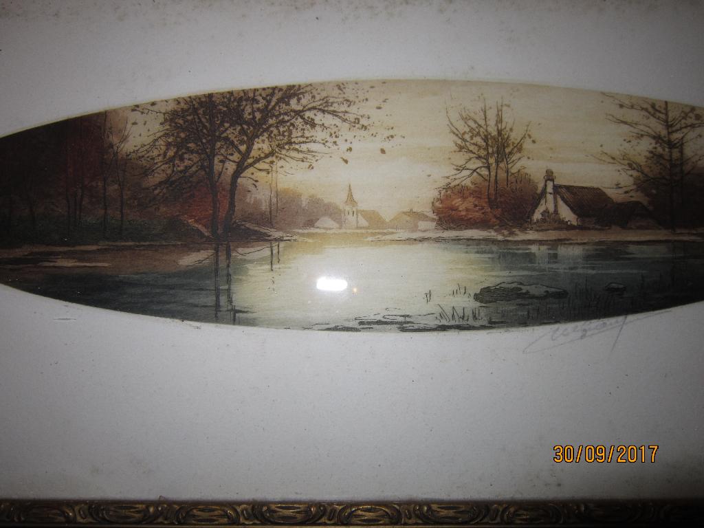 Dessin coloré encre signature non lisible Adam D., Ophalen, Gebruikt