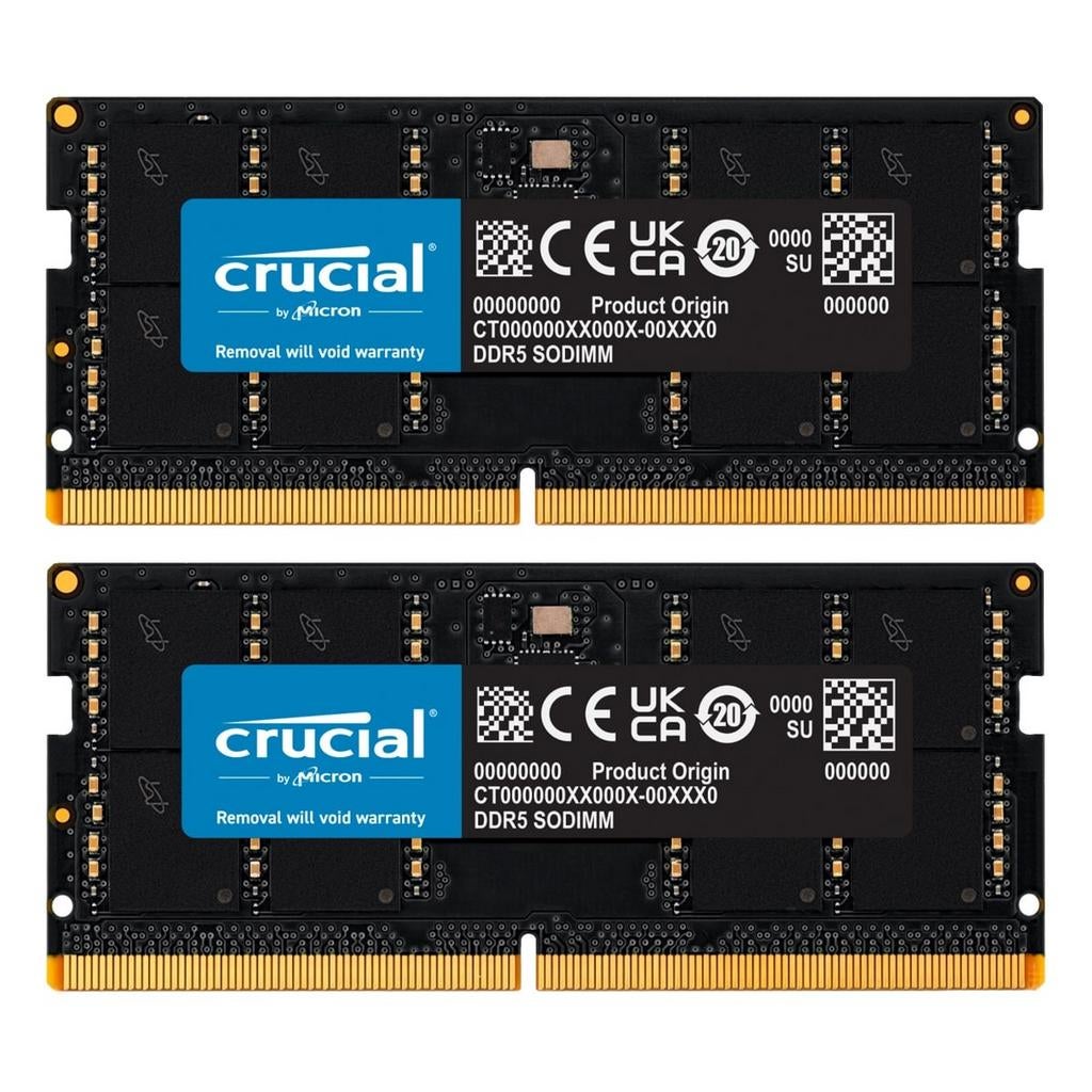Crucial 48 GB Kit (2x24 GB) DDR5-5600 CL46 SO-DIMM-geheugen, Enlèvement, DDR5, Laptop