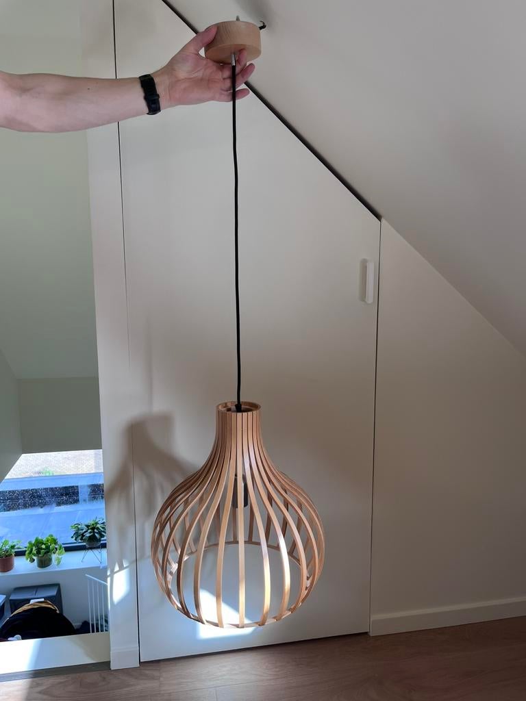Houten hanglamp te koop, Ophalen, Zo goed als nieuw