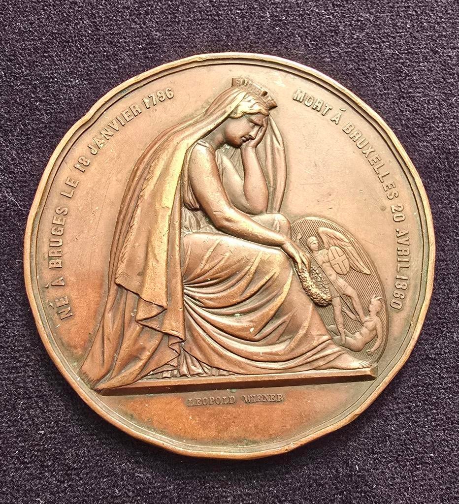 Medaille België 1860 van Wiener Brouckere Bruxelles Bronze, Postzegels en Munten, Penningen en Medailles, Brons, Ophalen of Verzenden