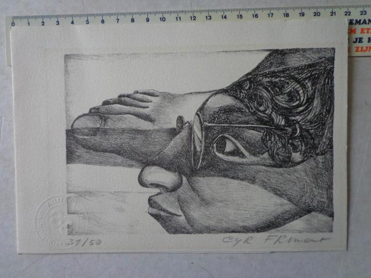 surrealistische litho van Cyr Frimout, Antiek en Kunst, Kunst | Litho's en Zeefdrukken, Ophalen of Verzenden