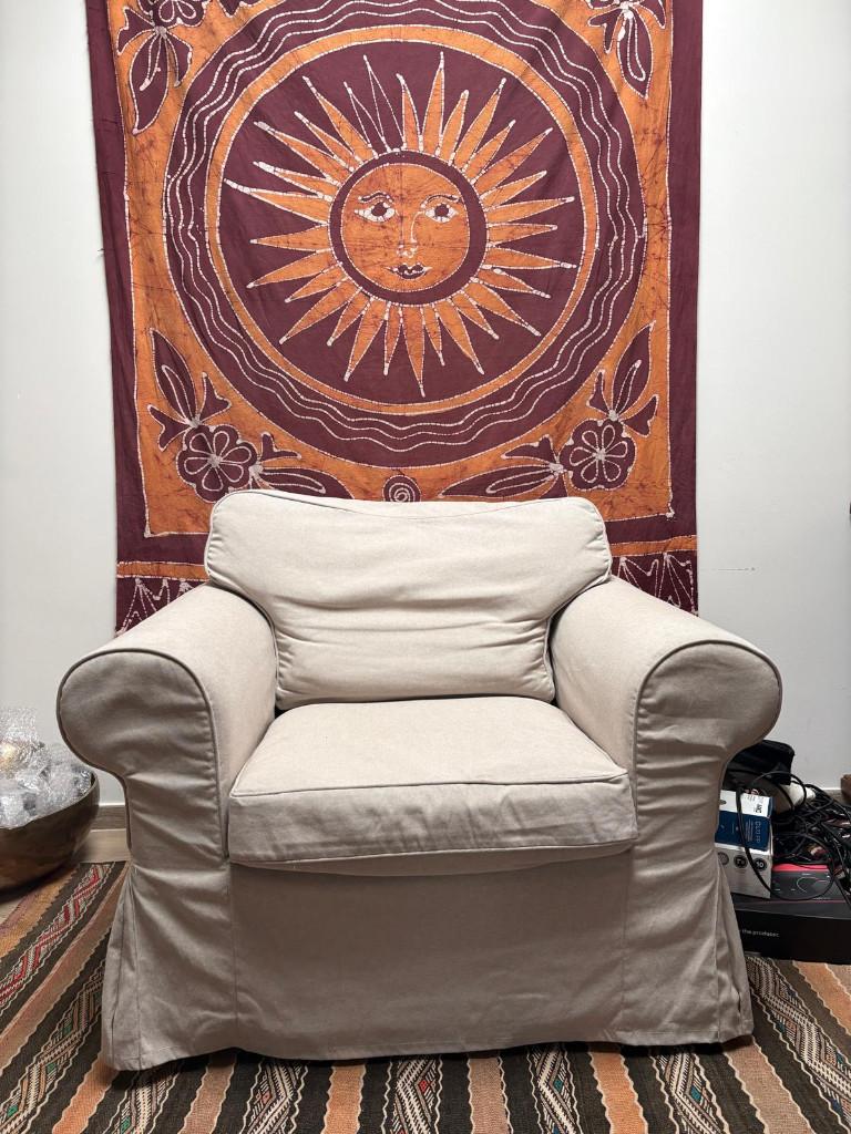 Eenzit zetel - sofa grijs, Ophalen, Gebruikt, Eenpersoons, 100 tot 125 cm