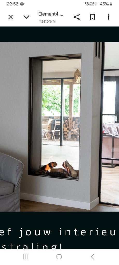 grote verticale tunnelhaard doorkijkhaard gashaard Element 4, Ophalen, Nieuw, Inbouwhaard, Gashaard