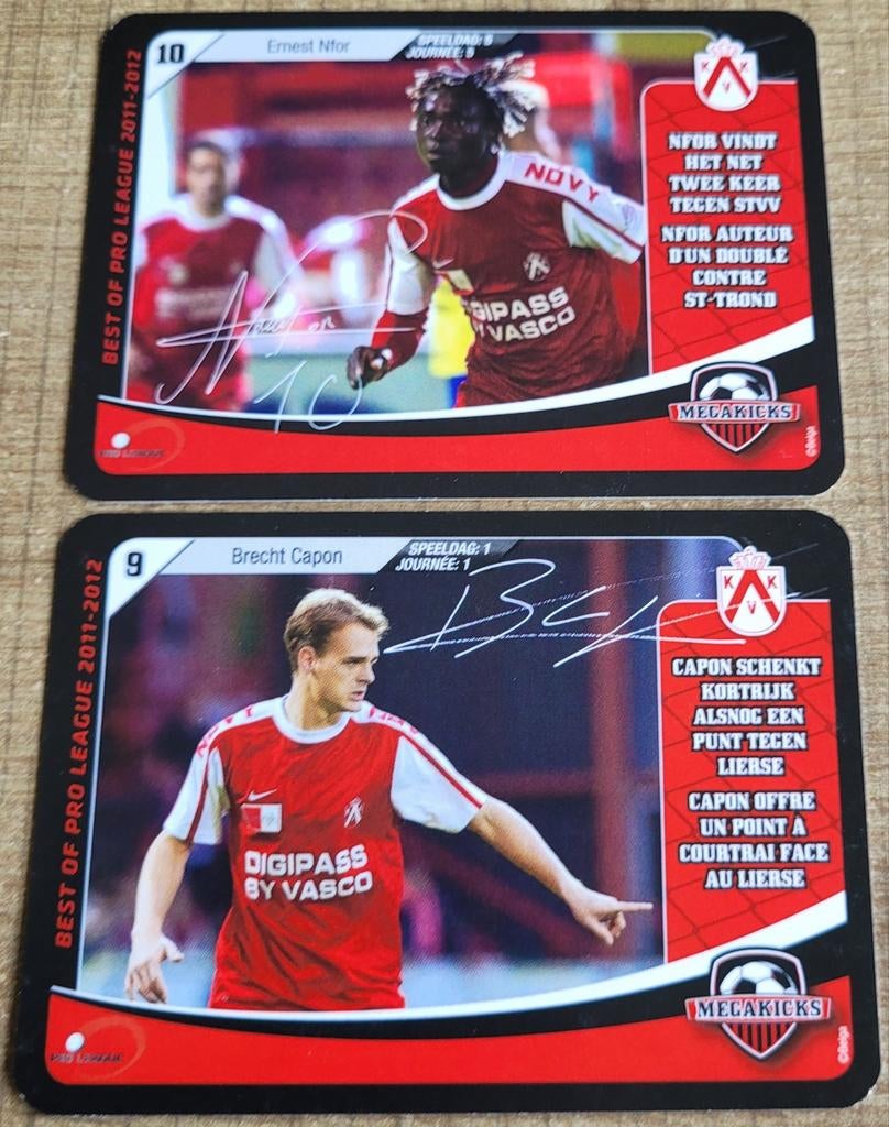 KV Kortrijk seizoen 2011-2012: 2 Megakicks kaarten, Ophalen of Verzenden, Zo goed als nieuw, Poster, Plaatje of Sticker