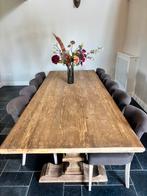Tafel teak + 9 stoelen gratis, Huis en Inrichting, Ophalen, 100 tot 150 cm, Teakhout, Landelijk