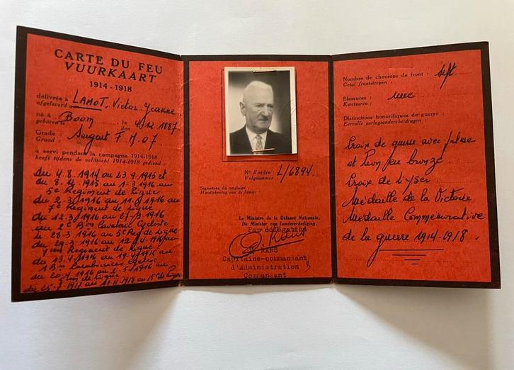 Vuurkaart Lamot Victor - carabiniers 1914-1918, Verzamelen, Militaria | Algemeen, Ophalen of Verzenden