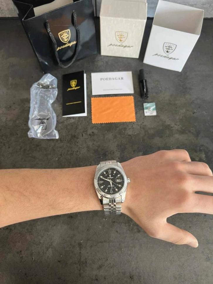 Poedagar herenhorloge, Bijoux, Sacs & Beauté, Montres | Hommes, Comme neuf, Autres marques, Argent, Enlèvement ou Envoi