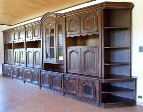 Wandkast met eikenfronten., Huis en Inrichting, Kasten | Wandmeubels, Gebruikt, 200 cm of meer, 300 cm of meer, 50 tot 75 cm, Met deur(en)