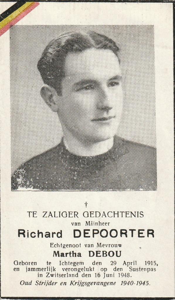 Wielrenner Oudtsrijder 40/45 Richard Depoorter, Verzamelen, Bidprentjes en Rouwkaarten, Ophalen