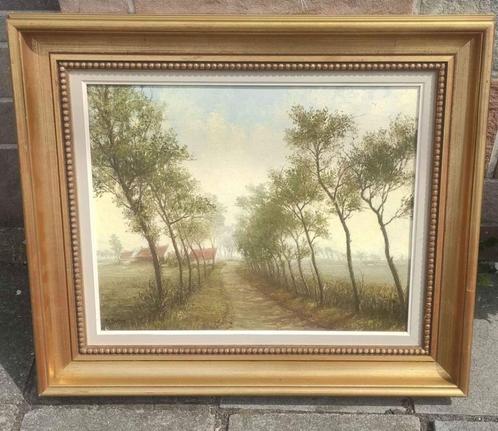Huile sur toile paysage signe frans bakker, Antiek en Kunst, Kunst | Schilderijen | Klassiek, Ophalen of Verzenden