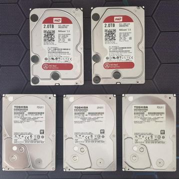 Set van 5 HDD - 2TB (3x Toshiba + 2 WD Red) beschikbaar voor biedingen