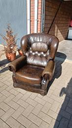 Fauteuil echt leder met wielen., Huis en Inrichting, Fauteuils, Ophalen, Zo goed als nieuw, 75 tot 100 cm, Leer