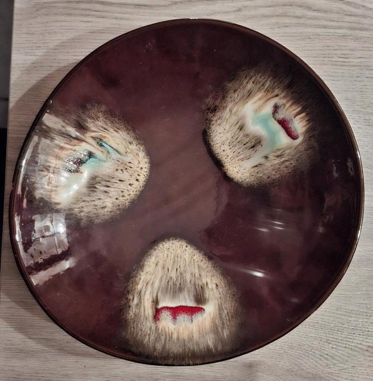 Vintage bruine keramische fruitschaal, Antiek en Kunst, Antiek | Keramiek en Aardewerk, Ophalen of Verzenden