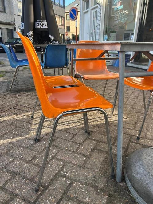 STOELEN BLAUW / ORANJE - Chroom onderstel, Tuin en Terras, Overige Tuin en Terras, Gebruikt, Ophalen